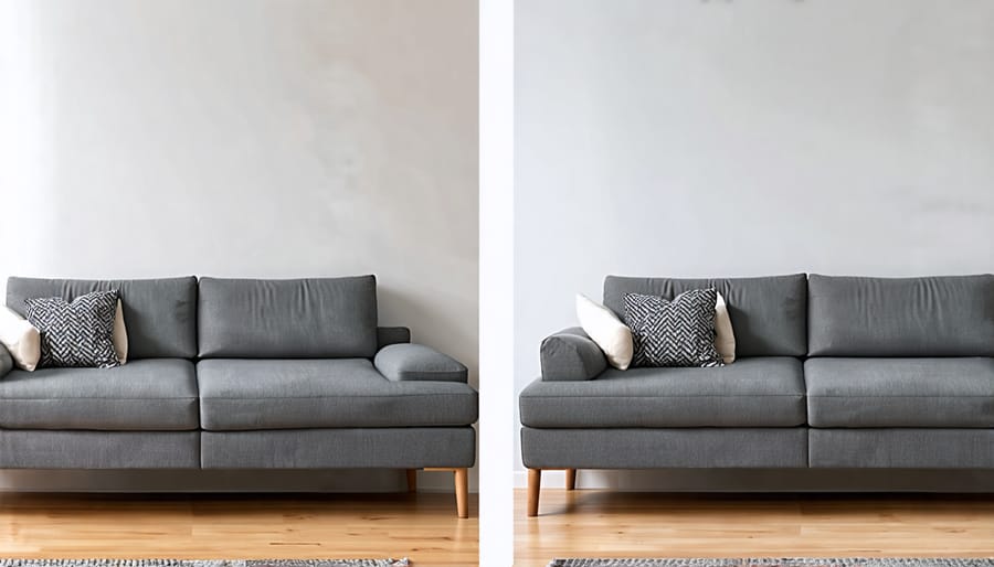 Comparison image demonstrating the difference in comfort and posture between a well-supported and poorly-supported sleeper sofa