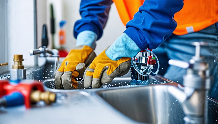 Demonstration of proper safety precautions during water heater installation