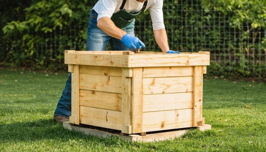 Step-by-step process of building a compost bin from recycled materials