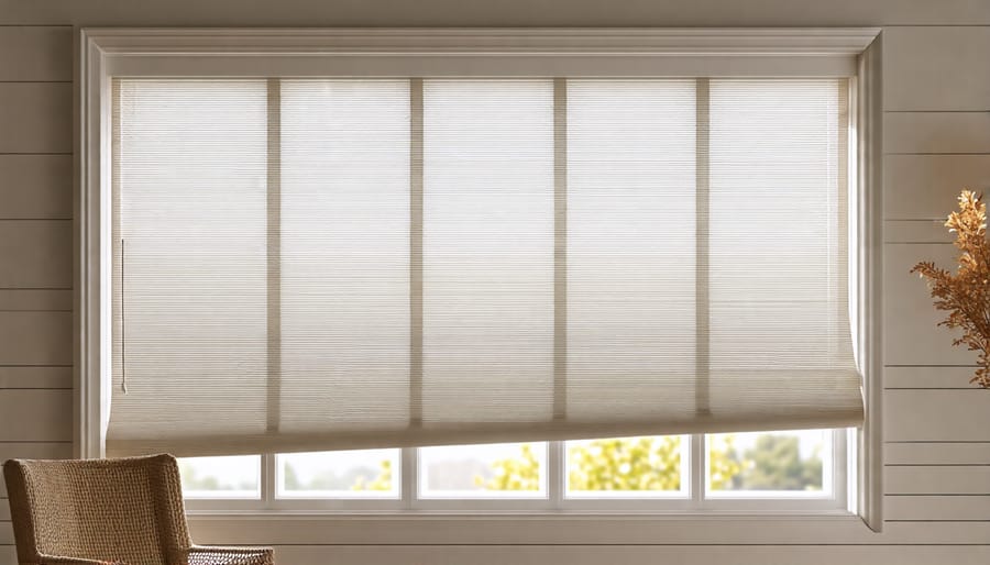 Cellular shades with visible honeycomb structure covering a window