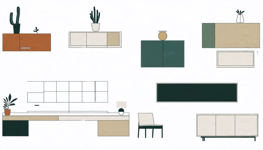 Illustration of customizable modular furniture demonstrating flexibility in design