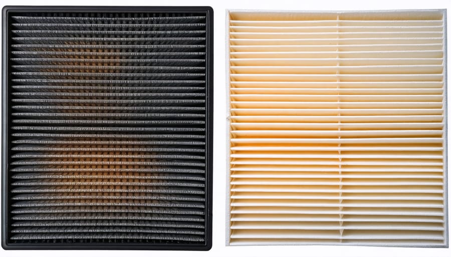 Comparison of a dirty and clean AC air filter