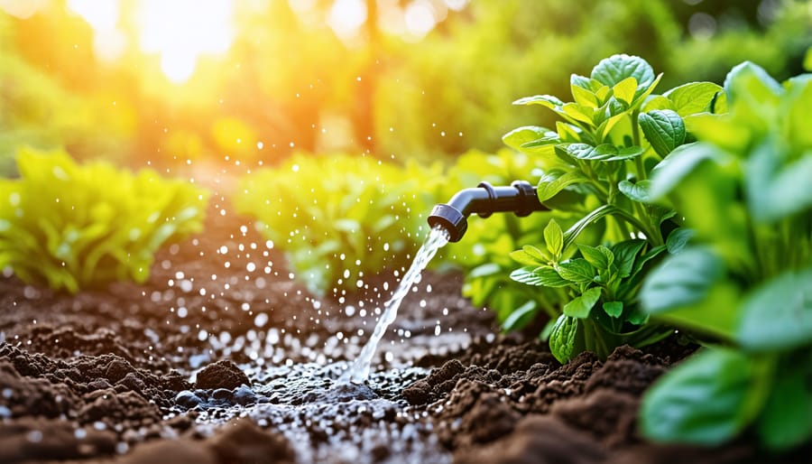 Water-saving drip irrigation system delivering targeted moisture to plants