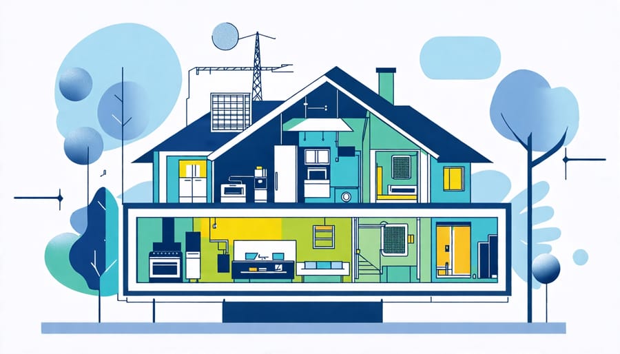 Diagram illustrating energy-efficient home features and technologies