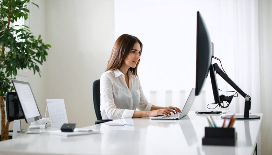 Efficient and ergonomic work-from-home desk setup