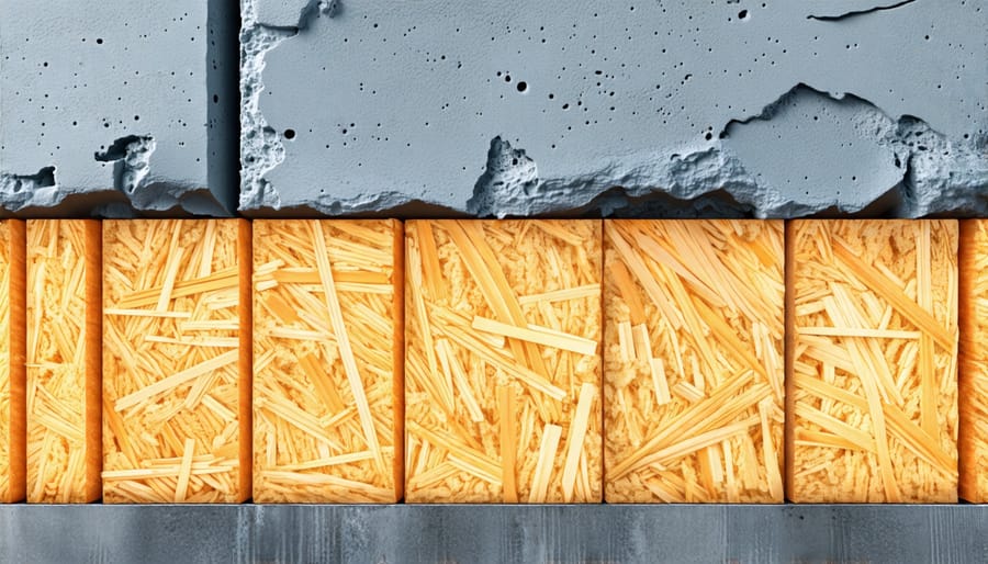 Diagram of a properly insulated wall section with labeled insulation layers