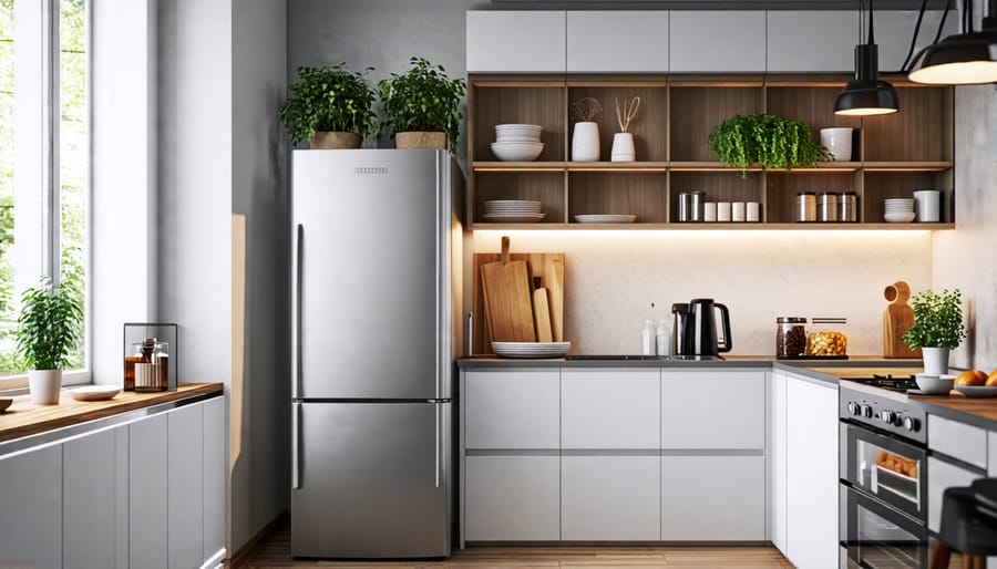 Sleek, stainless steel Energy Star certified refrigerator in a well-designed kitchen