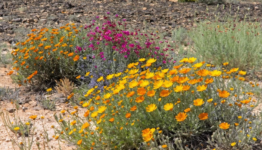 Vibrant native wildflowers thriving in a water-wise landscape design