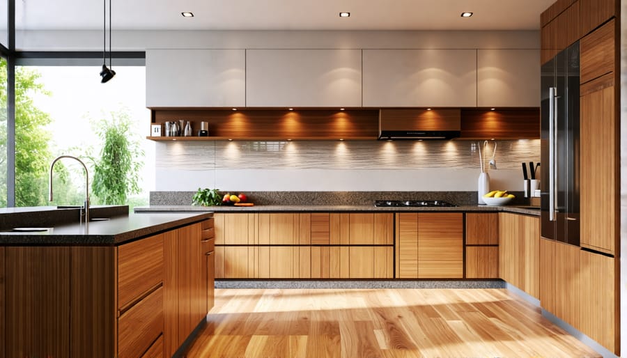 Organic kitchen featuring natural materials like wood, stone, and hardwood