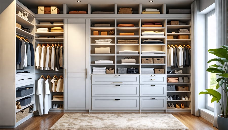 Efficient closet organization system utilizing vertical storage solutions