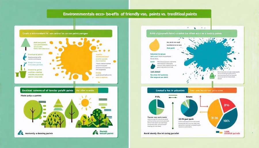 Infographic comparing the environmental impact of eco-friendly paints and traditional paints