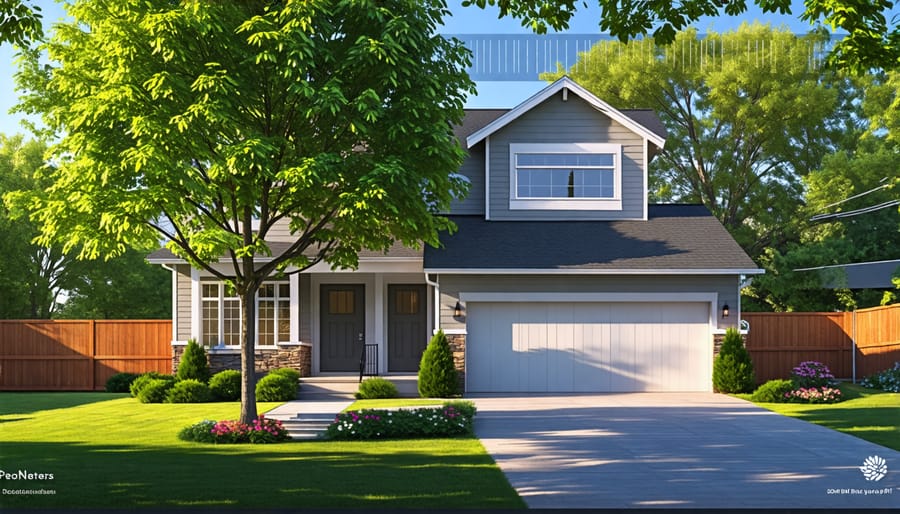 Image of a house with a shade tree and reflective roof for energy savings