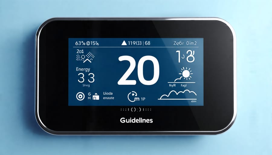 Close-up of a programmable smart thermostat interface