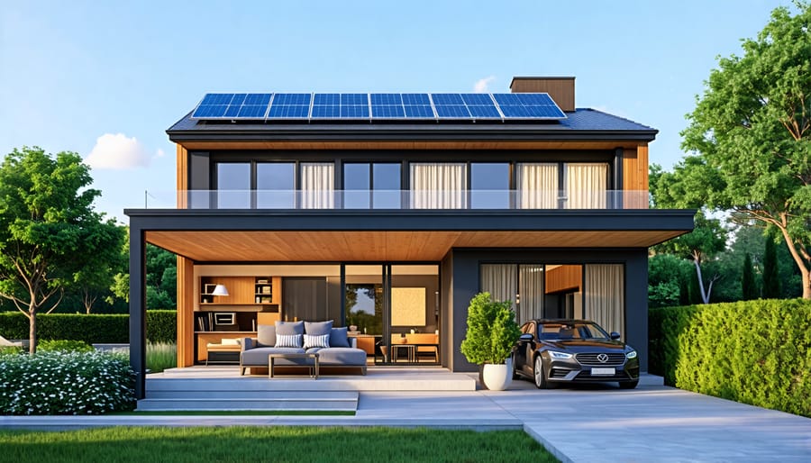 Sustainable home featuring solar panels for renewable energy