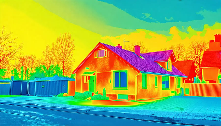 Thermal imaging scan showing hot and cold spots in a home's insulation