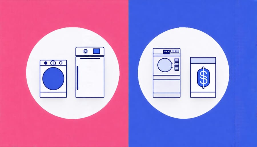 Two utility bills side-by-side, with the bill for energy-efficient appliances showing lower costs