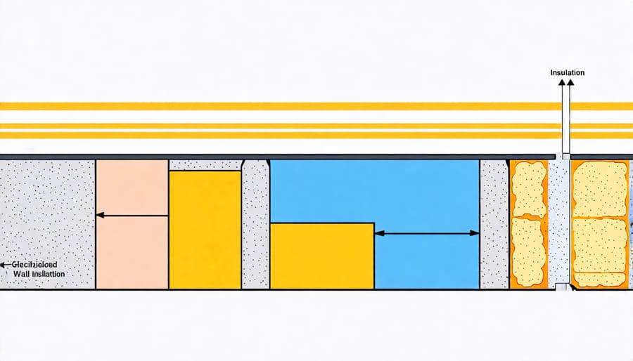 Illustration of wall insulation layers in a home