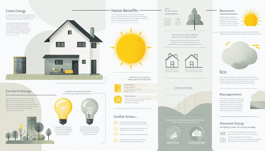 Collage illustrating the multiple benefits of smart energy management in homes