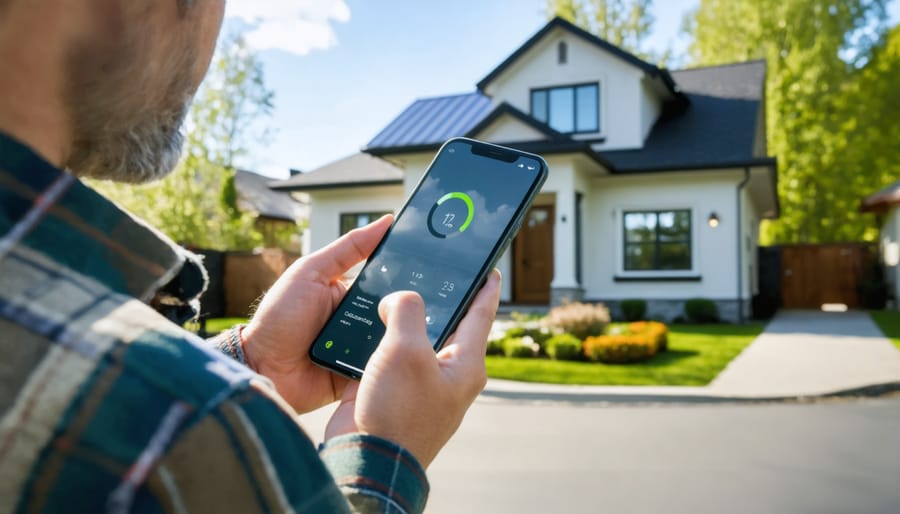 Person using mobile app to manage residential energy consumption