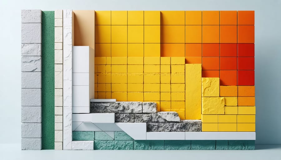 Cross-section of a wall demonstrating sustainable insulation materials