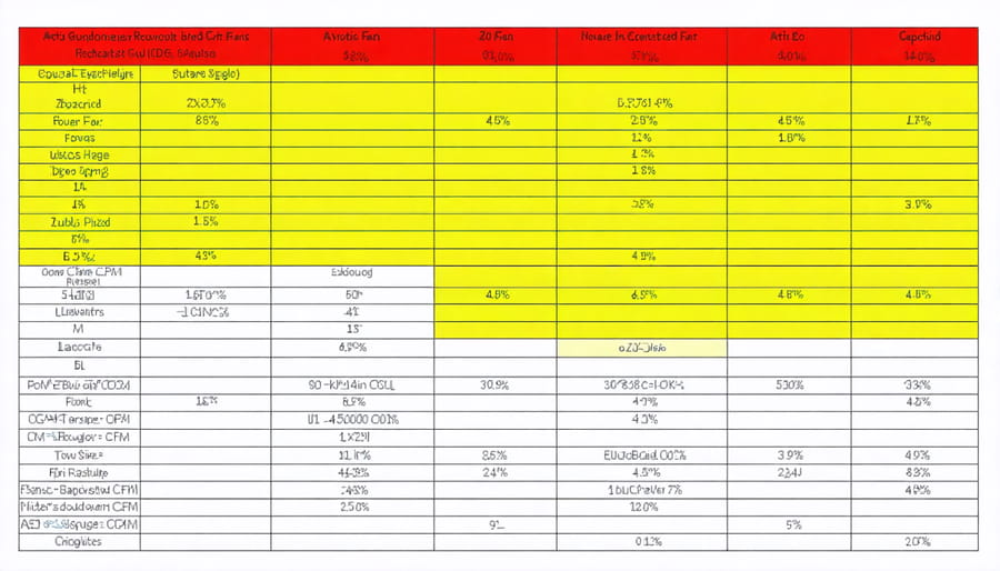 Easy-to-read chart of attic fan sizing guidelines based on attic square footage