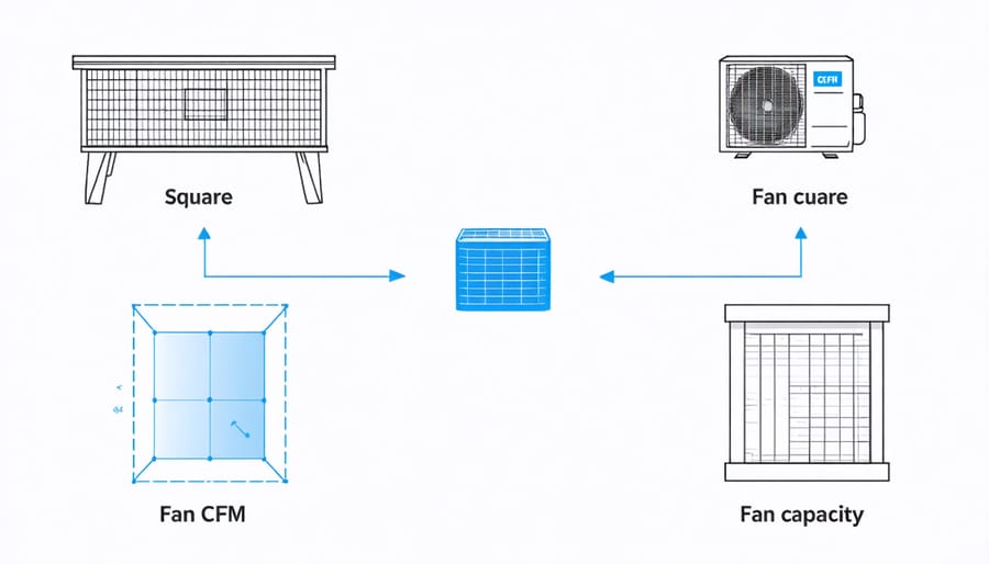 Illustration of how attic size determines the appropriate attic fan CFM rating