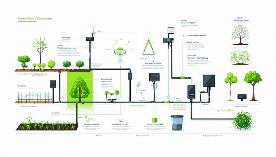 Diagram illustrating the main components of an automated garden system