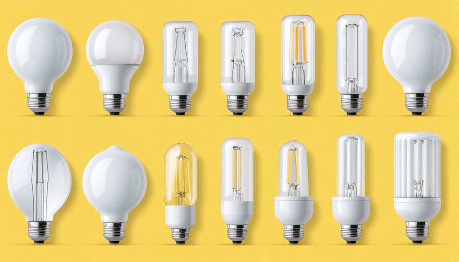 Various types of energy-efficient light bulbs, such as LEDs and CFLs