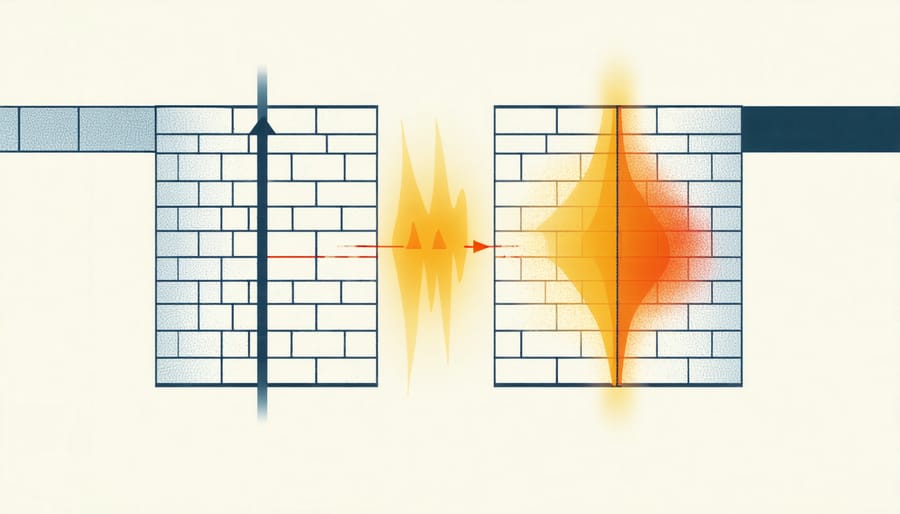 Diagram comparing heat loss in uninsulated versus insulated walls