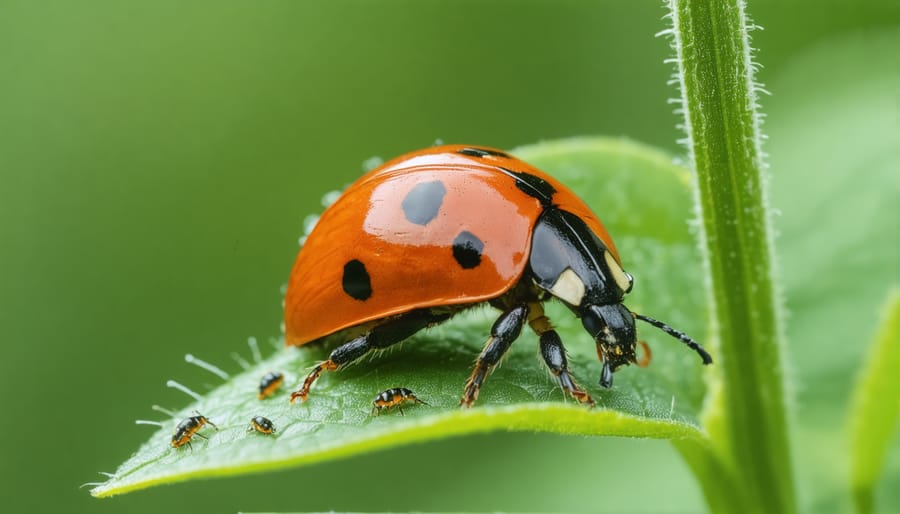 Ladybug as a beneficial insect for natural aphid control in gardens