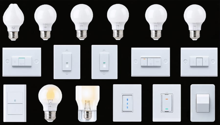 Various energy efficient LED light bulb types and dimmer switches