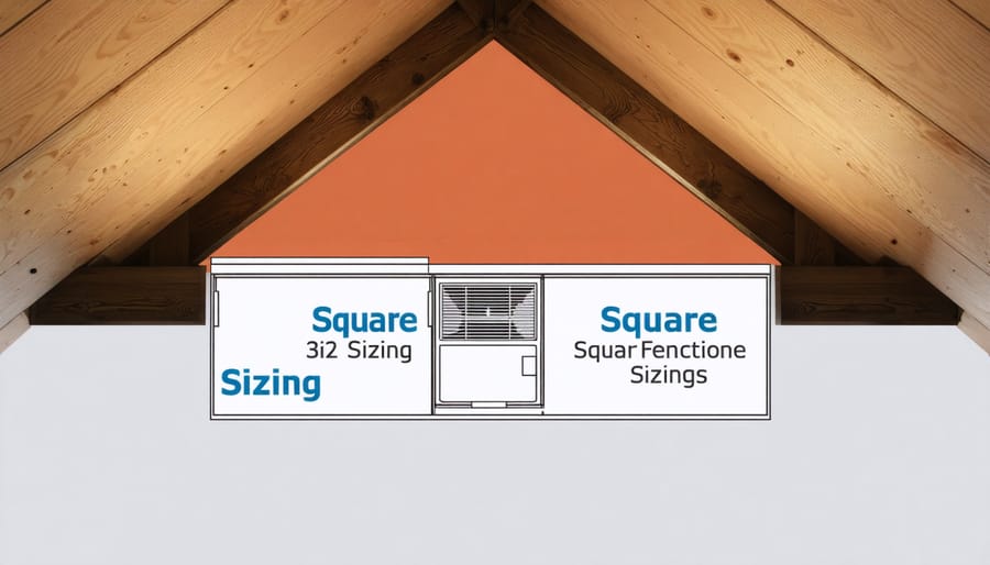 Illustrated instructions for measuring an attic to determine the appropriate fan size