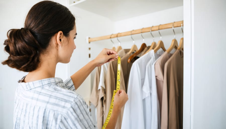 Measuring closet dimensions to plan layout and storage