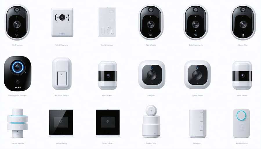 Collection of different smart home security devices and sensors