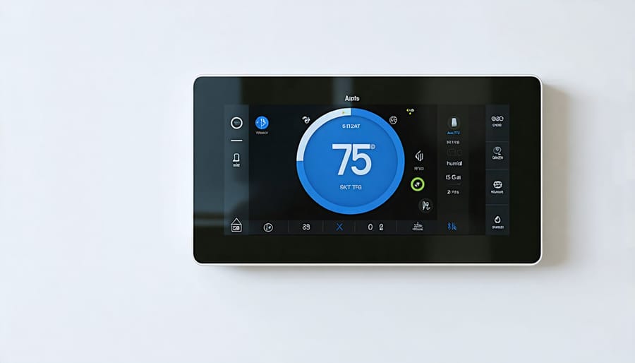 Close-up of a smart thermostat interface showing efficient temperature settings