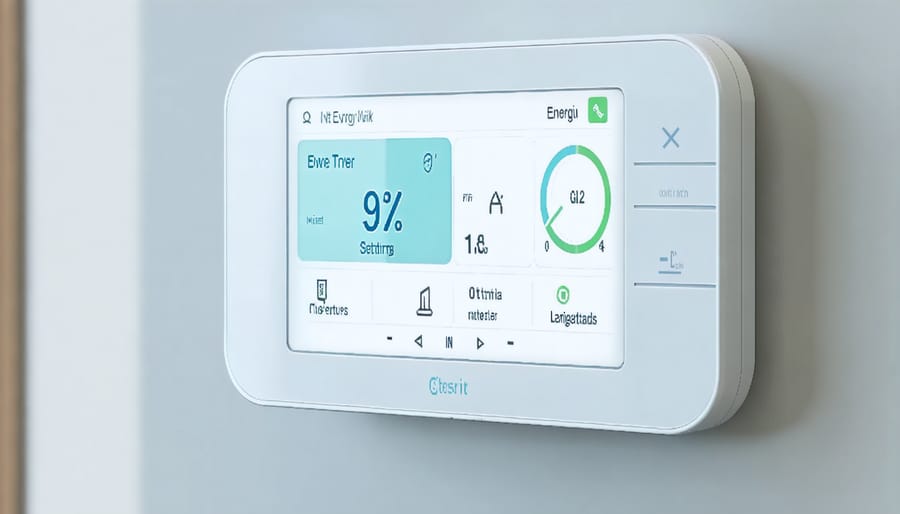 Close-up of a smart thermostat interface