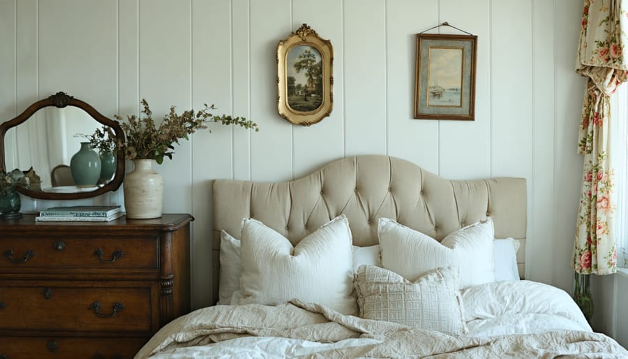 Bedroom decorated with secondhand furniture and timeless pieces