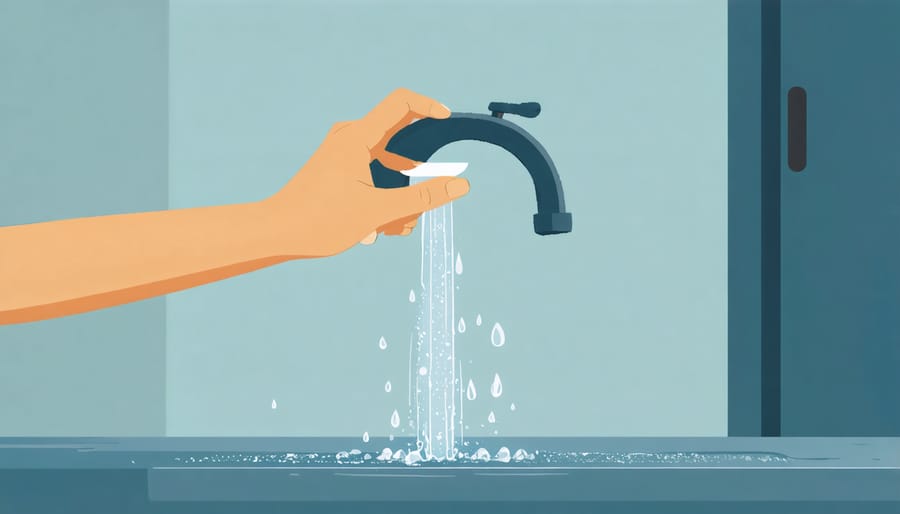 Hands turning off a faucet to represent water conservation practices