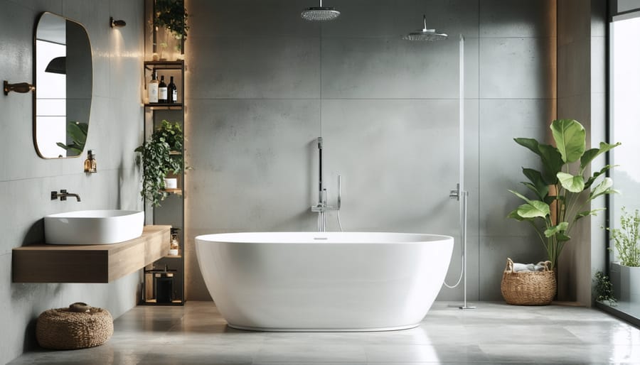 Bathroom featuring water-saving toilet and showerhead