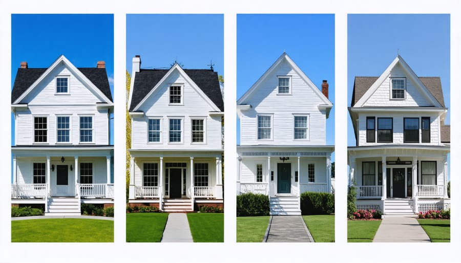 Comparison grid showing distinct characteristics of four popular American house architectural styles