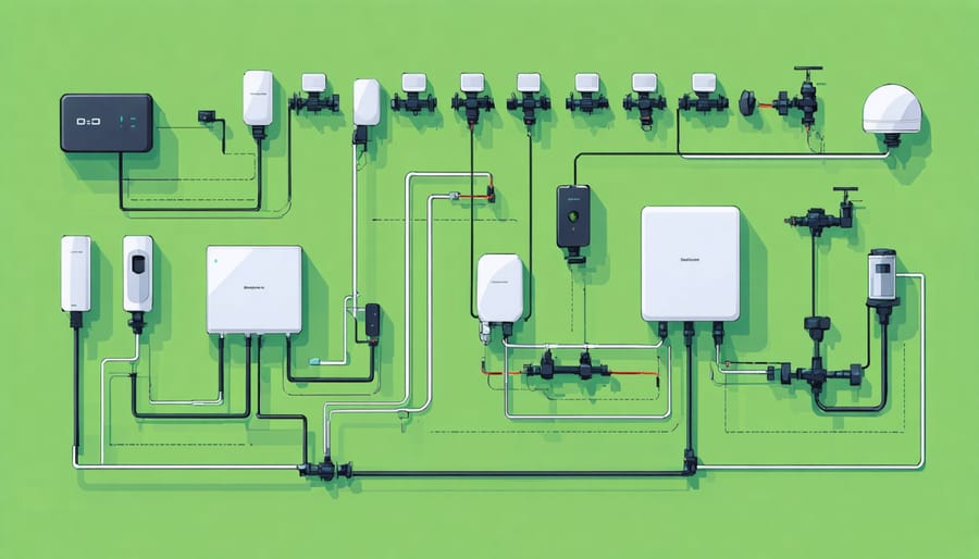 Diagram illustrating the main components of an automated irrigation control system