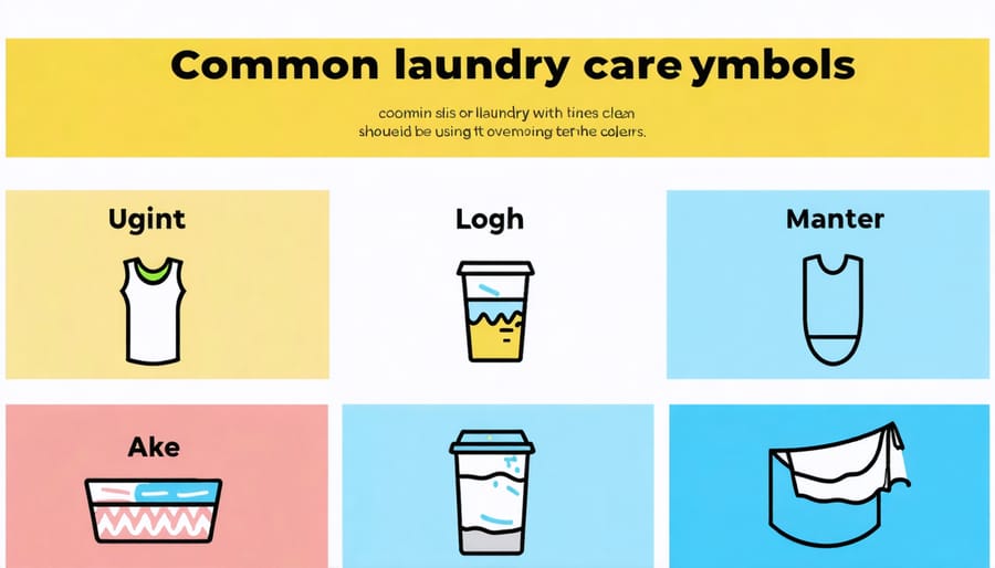 Chart displaying laundry symbols for washing, drying, and special care instructions