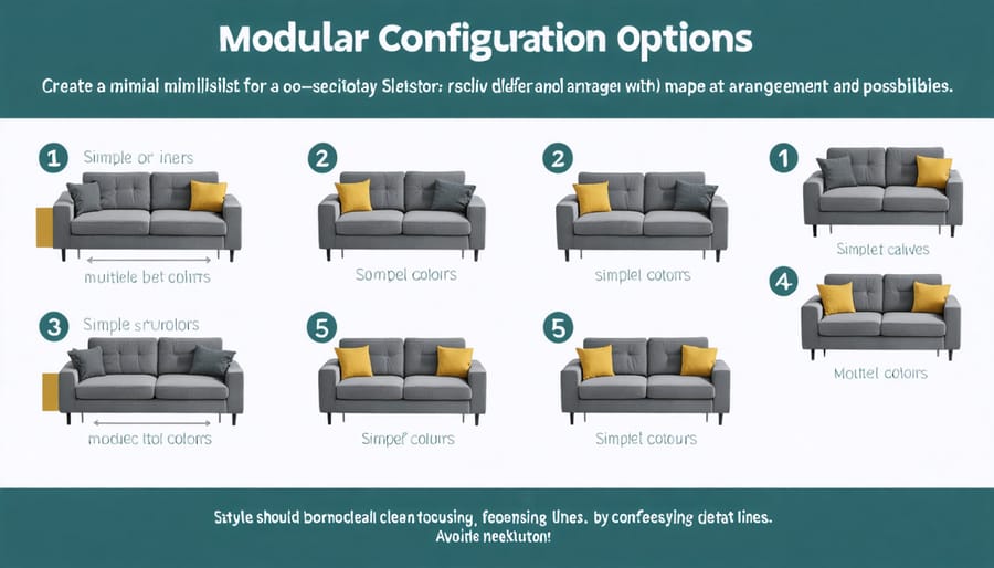 Diagram illustrating various modular arrangement options for sustainable sectional sofa