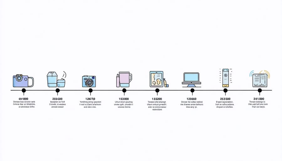 Step-by-step visualization of automated morning routine including lights, thermostat, and coffee maker