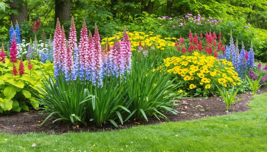 Low-maintenance garden featuring local native plants and flowering perennials