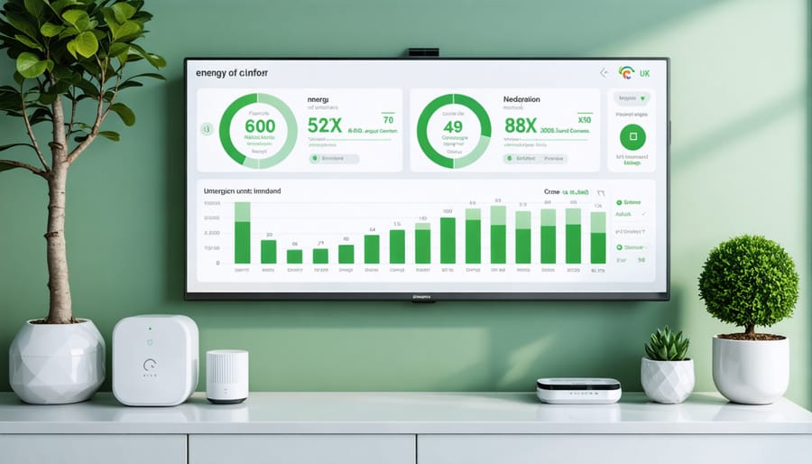 Smartphone screen displaying smart home energy management dashboard