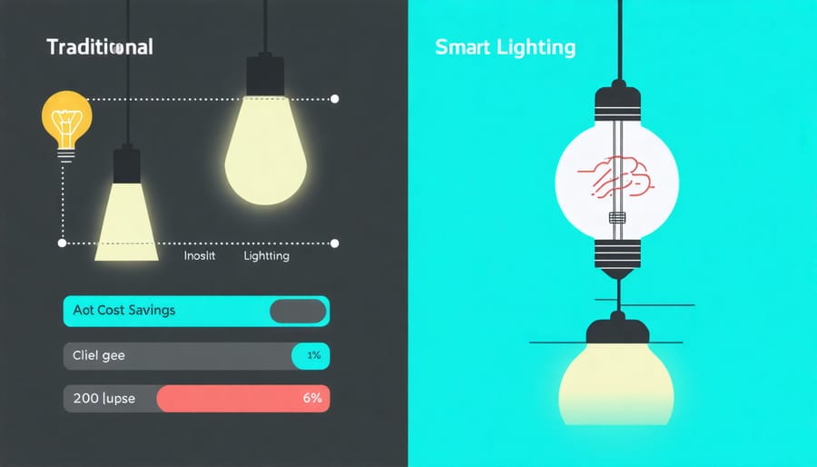 Before and after comparison of home lighting costs with smart automation