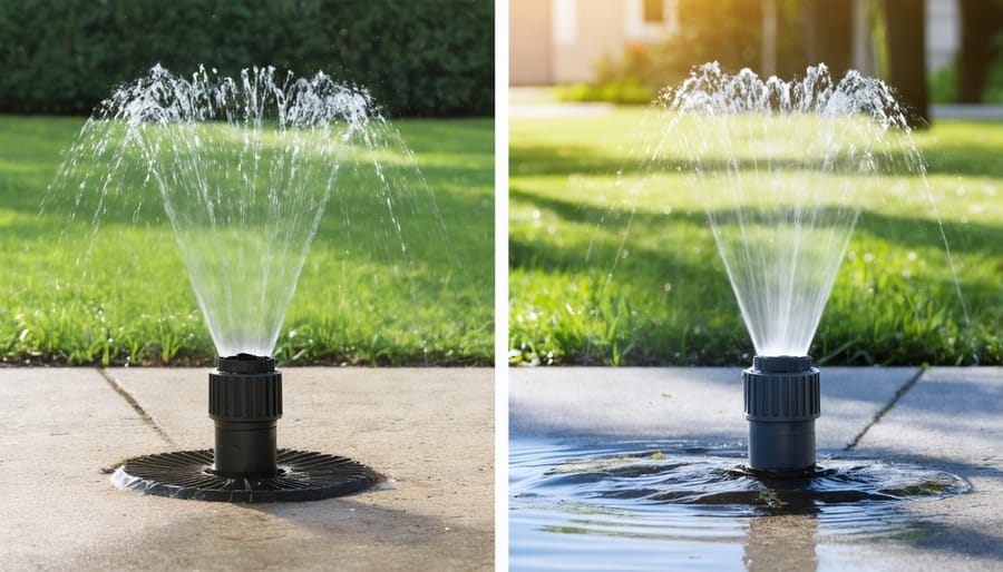 Comparison of well-maintained and poorly maintained irrigation sprinkler heads