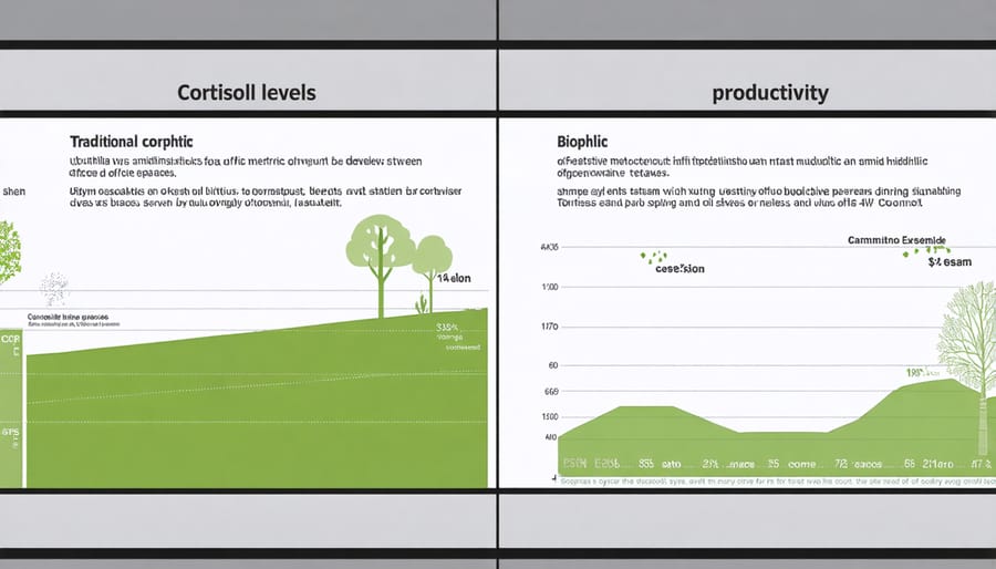 Infographic demonstrating the health benefits of biophilic design in workspaces