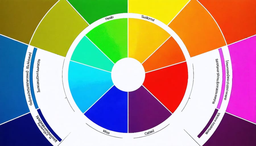 Interactive color wheel displaying emotions and moods associated with different colors